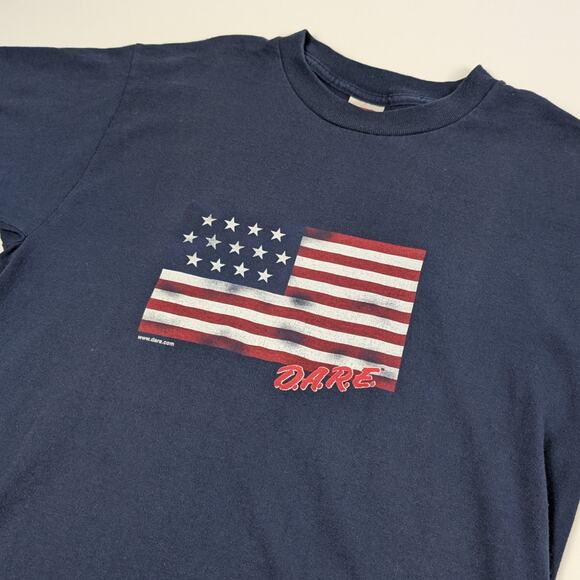 Vintage Dare to Resist Drugs and Violence American Flag 90s Shirt Size Medium - Picture 2 of 6